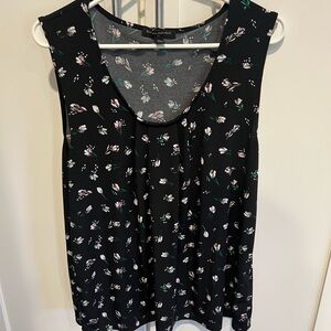 Banana Republic Black Sleeveless Blouse with White Hearts